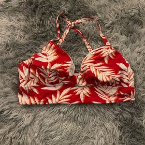 Tropical Red Leaf Bikini Top
